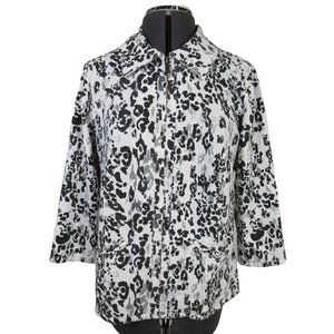 Chico's‎ Additions women's animal print collared 3/4 sleeve full zip jacket, 1